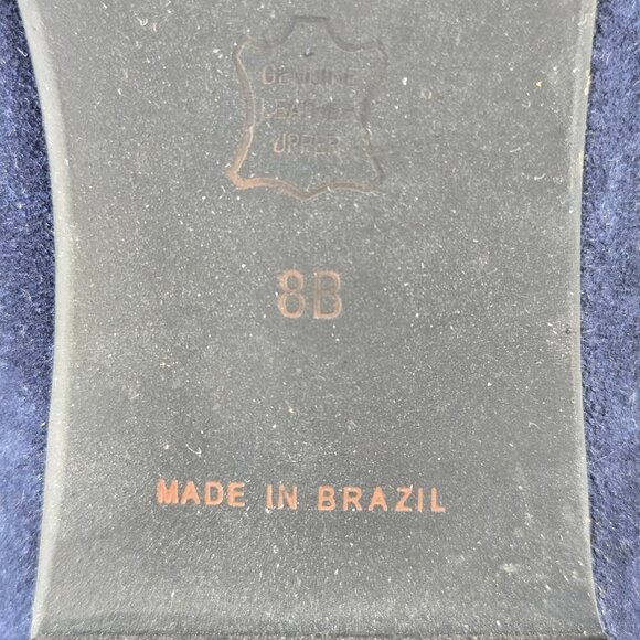 Talbots Size 8M Slate Blue Marcia2 Leather Flats Tassel Front Almond Toe - Picture 12 of 16